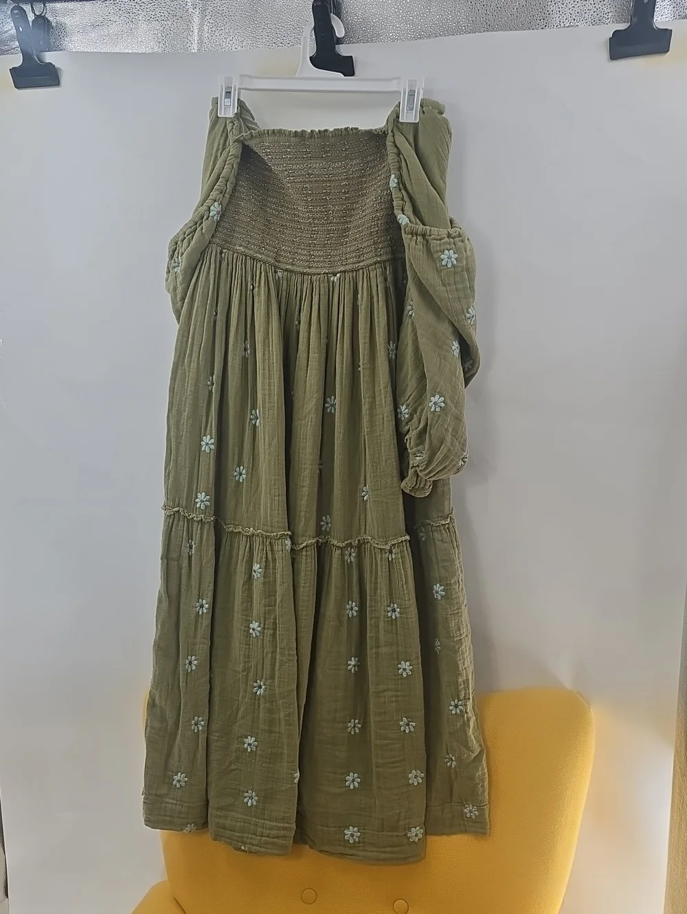 Free People Dahlia Olive Floral Smocked Maxi Dress